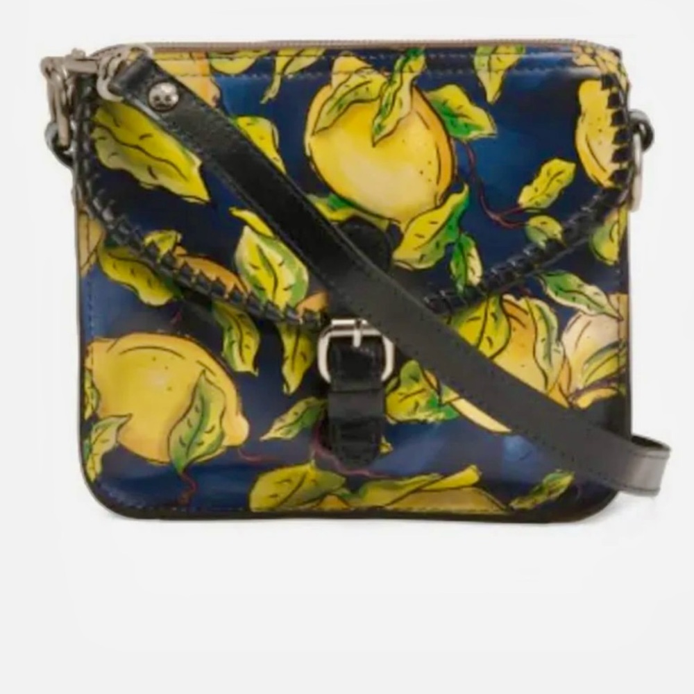 Patricia Nash Navy Lemon Print Crossbody Bag